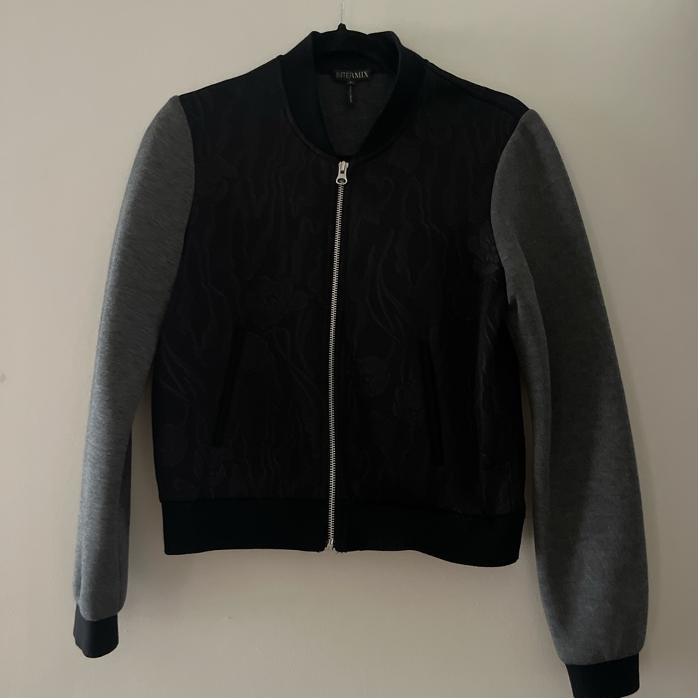 INTERMIX Black and Gray Bomber Jacket